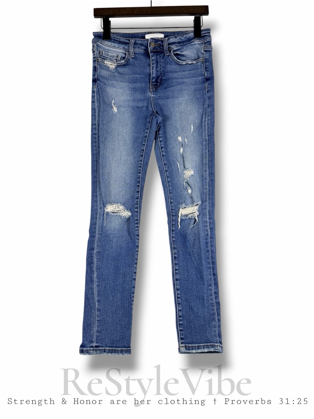 VERVET Women’s Size 27 Denim Jeans High Rise Fit Ankle Distressed Stretch Skinny
